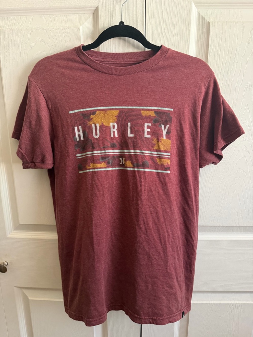 5 for $25! Hurley Men's Maroon Graphic Logo Tee